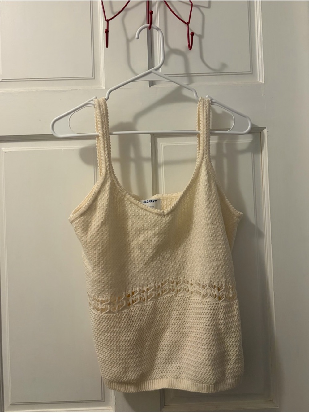 Old Navy Cream Crochet-Trim Knit Tank Top